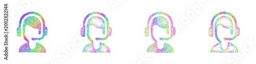 Multicolor sketch customer support icon design set