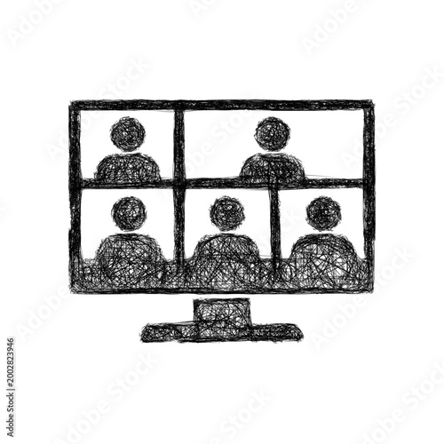 Sketch group video call icon design