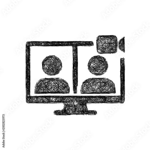 Sketch one on one video call icon design