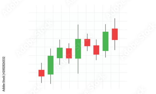 Stock Market Candlestick Chart with Green and Red Price Bars