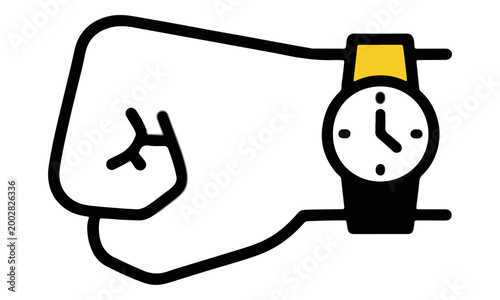 Wristwatch on hand icon for time and punctuality concepts