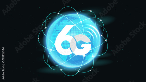 6G Technology Network Globe Background with High Speed Mobile Internet and Futuristic Telecommunication Concept Vector Illustration