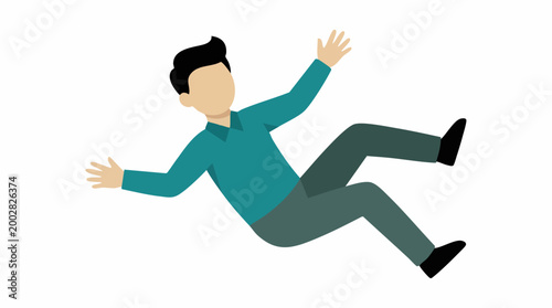 Simple vector illustration of a man losing balance and falling