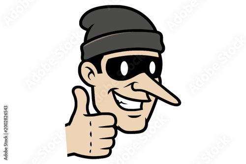 Prisoner in cell with police officers at station illustration