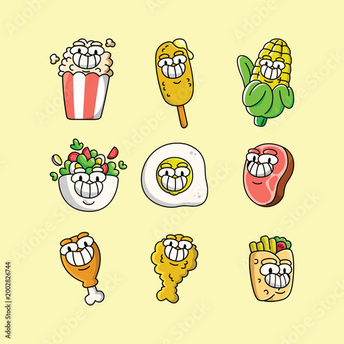 FUNNY CARTOON VARIOUS FOOD CHARACTERS COLLECTION SET