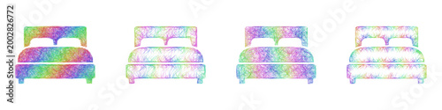 Colorful sketch bed icon design set