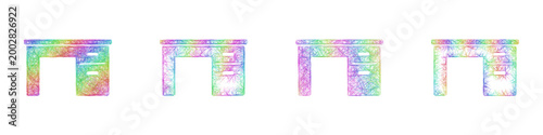 Multicolor sketch desk icon design set