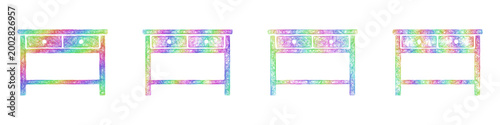 Colorful sketch console table icon design set