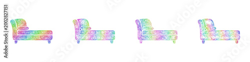 Rainbow sketch chaise lounge icon design set