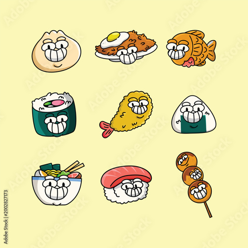 FUNNY CARTOON JAPANESE FOOD CHARACTERS COLLECTION SET