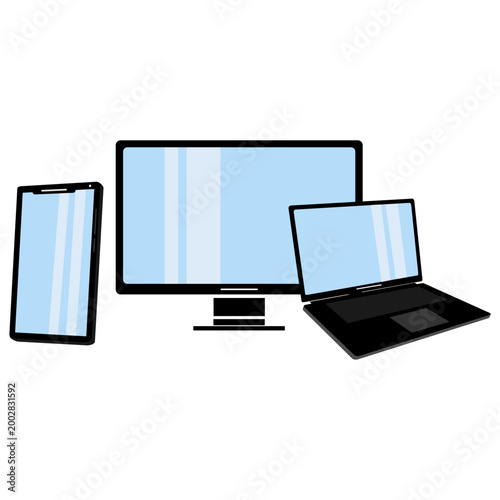 Computer, Laptop and Mobile phone. Technology (2)