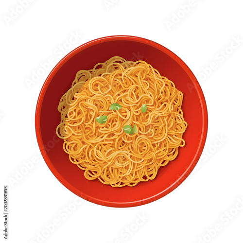 noodles in a red bowl vector