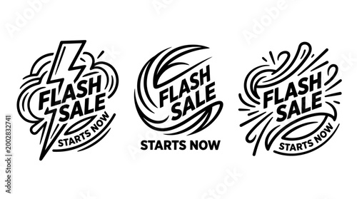 Flash Sale Badges - Dynamic Designs for Promotional Events.