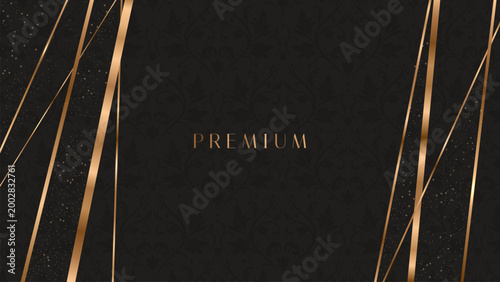 Abstract black and gold lines luxury background
