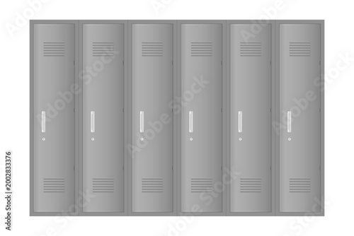 Tall gray school lockers illustration on transparent background