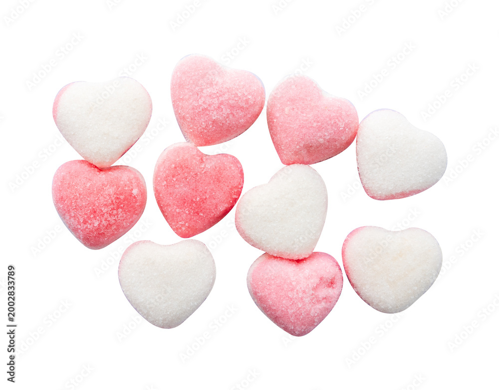 Fototapeta premium heart shaped candies on white