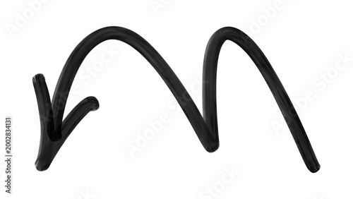 Foto Arched black marker arrow pointing down with smooth curved stroke
