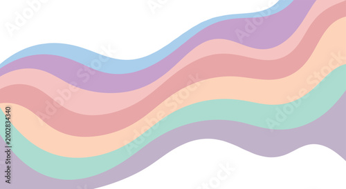 Smooth soft pastel liquid wave background with gentle flowing organic layers in light rainbow hues creating tranquil aesthetic for elegant minimalist design projects and digital wallpapers.