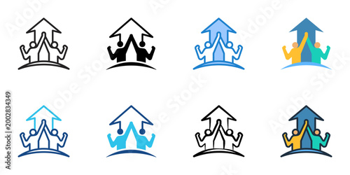 Cooperation icons set multiple style collection. Editable stroke 
