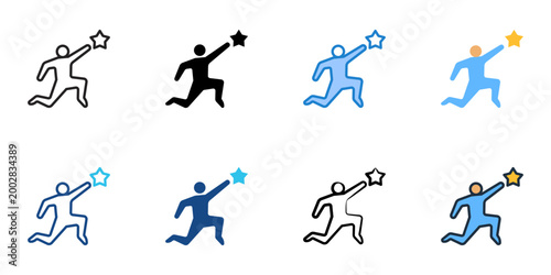 Motivation icons set multiple style collection. Editable stroke 
