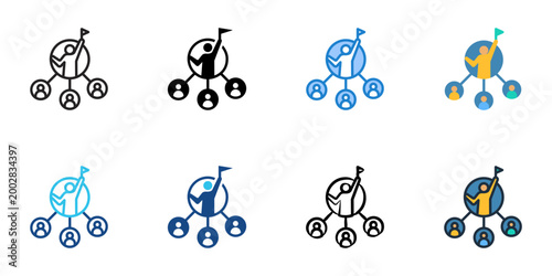 Coordination icons set multiple style collection. Editable stroke 

