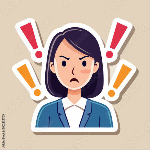 Angry Woman with Exclamation Marks