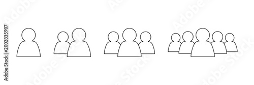 User profile login line art icon set. Simple design element set - icons for single users and group teamwork.