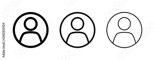 Round user profile button set. Circle shape simple minimal vector design. Flat design person silhouette symbol.