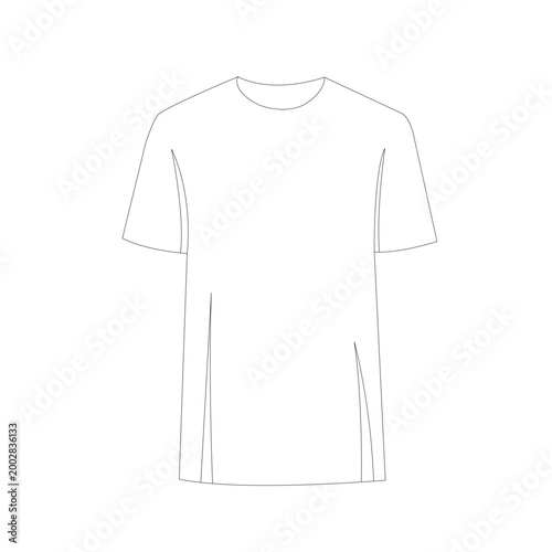 Simple t-shirt outline illustration. Line art tshirt vector.