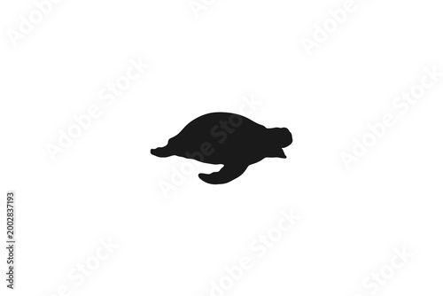 Sea turtle silhouette swimming underwater marine life illustration