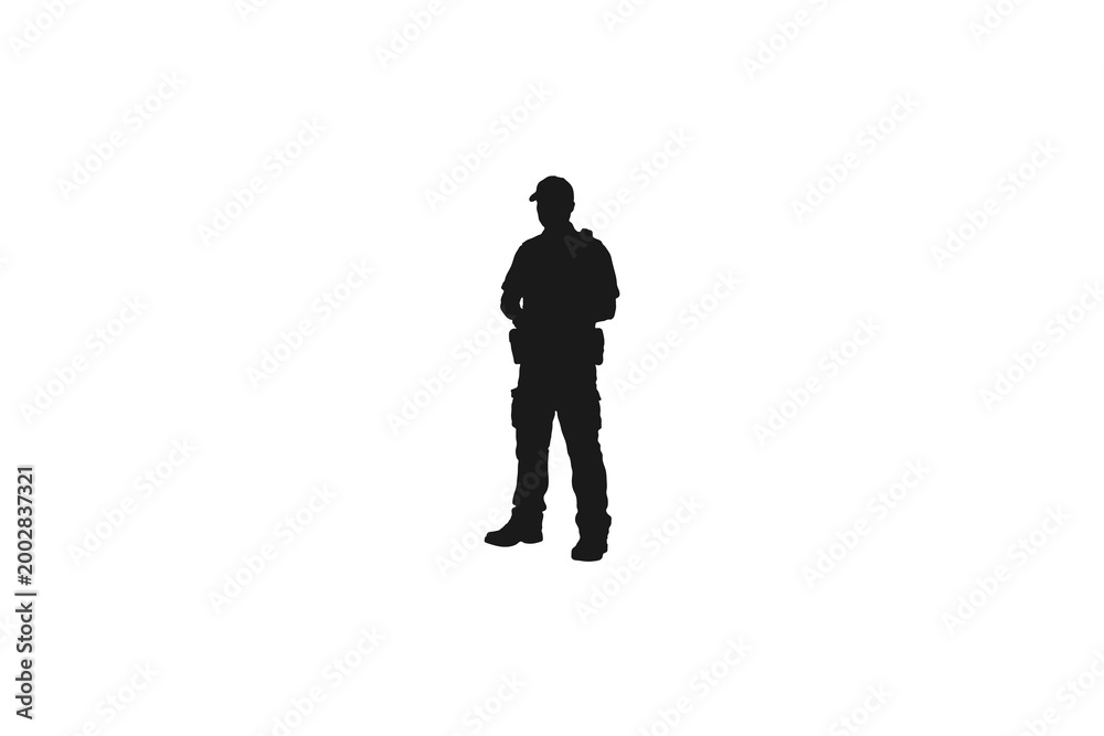 Fototapeta premium Military Soldier or Tactical Police Officer Silhouette