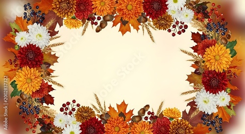 Autumn Leaves Floral Frame with Copy Space.