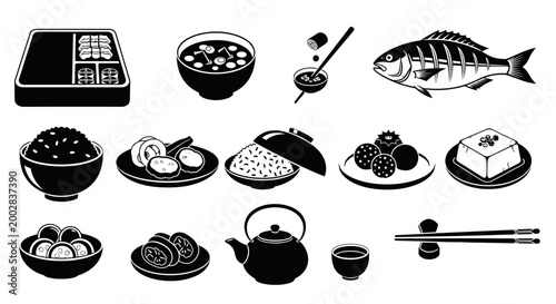 Variety of sushi and seafood dishes.