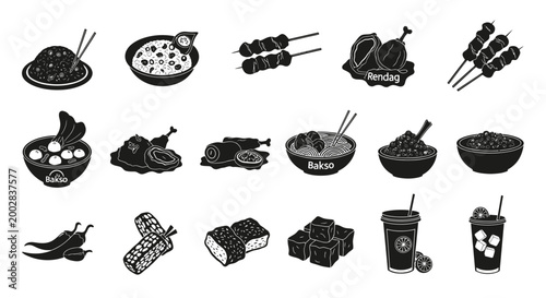 Variety of Asian food and drinks.