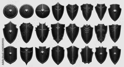 Set of Medieval Fantasy Shields and Armor Icons