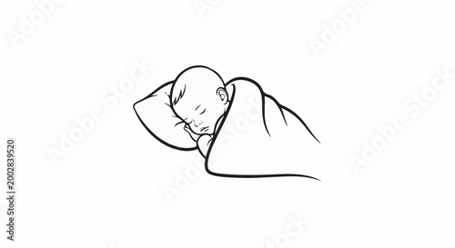 Peaceful infant sleeping soundly on a pillow, wrapped in a blanket