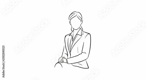 Minimalist line art of a professional woman in a suit