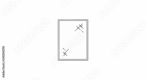 Minimalist rectangle with cross marks in corners, black on white