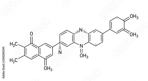Complex chemical formula diagram showing the molecular structure of an organic compound on a plain white background.