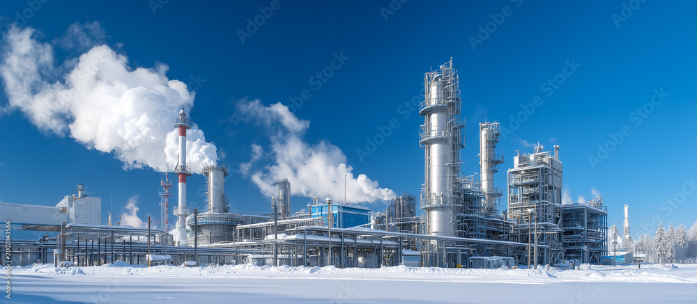 Obraz premium modern industrial plant in winter