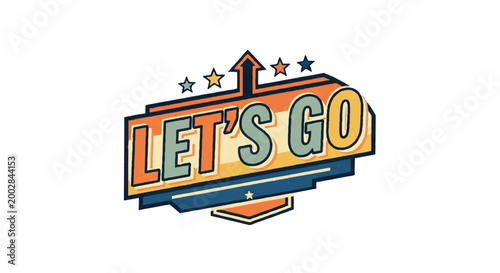 Cuadro en lienzo Retro sign lets go with arrow design vector illustration