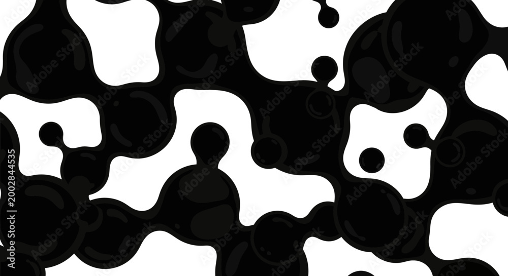 Fototapeta premium Abstract Black Liquid Droplets and Bubbles on White Background