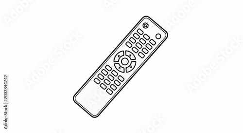 Minimalist outline drawing of a remote control with directional pad and numeric buttons