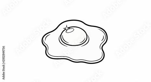 Minimalist outline drawing of a sunny-side-up egg with a glint