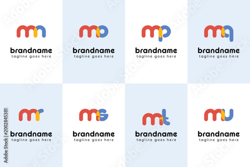 Letters mn mo mp mq mr ms mt mu Playful Logo, represent a fun, energetic, and joy