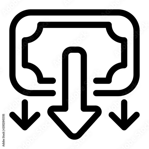 Money Receive Arrow Outline Icon, Finance Income, Payment