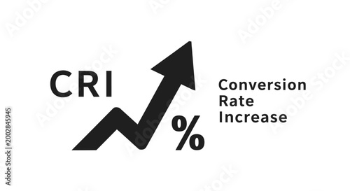 CRI Conversion Rate Increase infographic with upward arrow and percentage symbol.