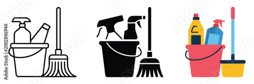 Obraz na plátne Cleaning service multiple style icon set collection, modern icon pack representi