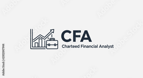 CFA Chartered Financial Analyst icon with business growth graph and briefcase, professional finance certification concept
