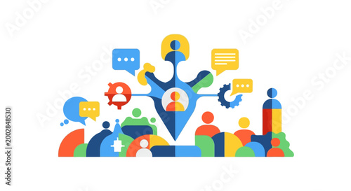 Canvas Print People connect teamwork collaboration network.